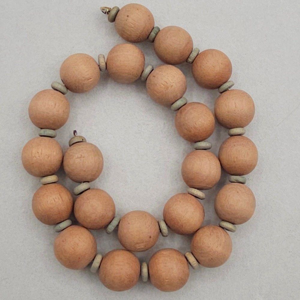 Vintage Wooden Bead Necklace Natural Earthy Boho Cottagecore 18in Wood Spacers